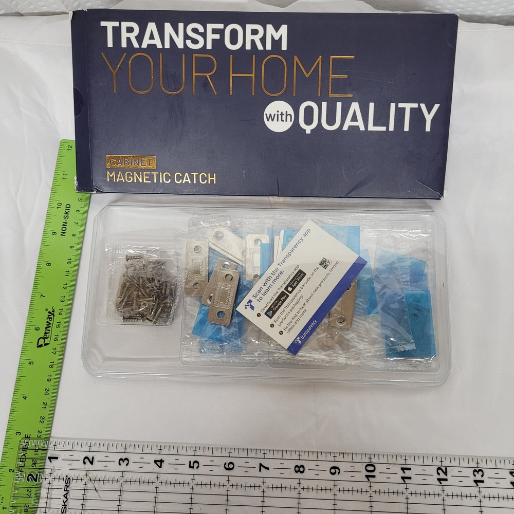 Ultra Thin Cabinet Magnetic Catch Set with Screws Silver Tone Hardware 0705
